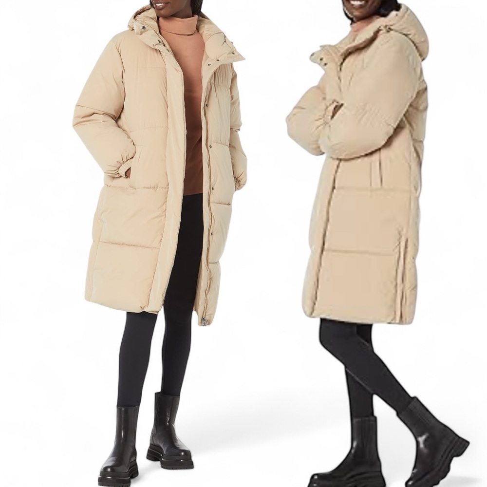 Amazon Essentials Women's Long Puffer Coat in Beige - Picture 6 of 8